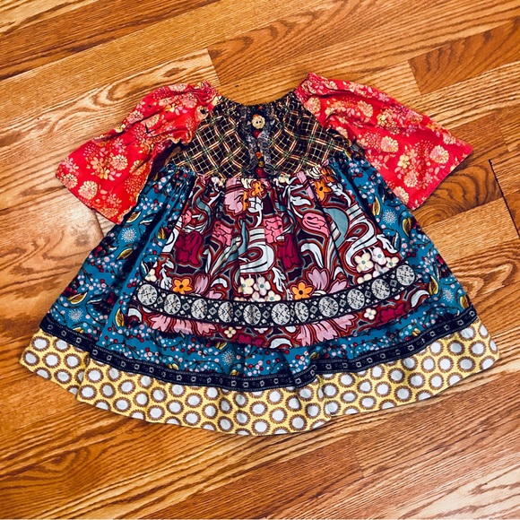 Pish Posh Girls Mixed Print Long Sleeve Cotton Dress Size 4T Matilda Jane Style - Picture 8 of 14